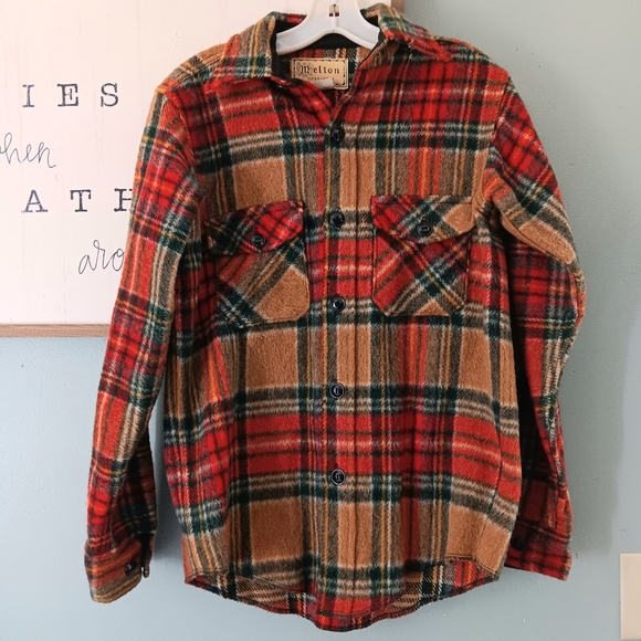 Wool, Melton Outer-wear Flannel Button Up Shirt Jacket Mens Size Small Vintage - Picture 3 of 12
